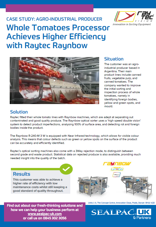 whole tomatoes processor achieves higher efficiency with raytec raynbow case study preview image whole tomatoes processor achieves higher efficiency with raytec raynbow case study preview image