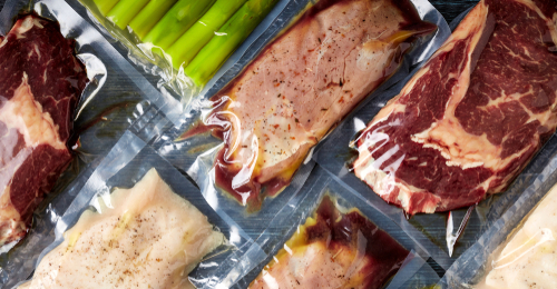Vacuum wrapped meat cropped